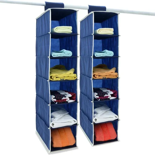 "2x Garderobenbügel mit 6 Fächern in Blau/Weiß image"