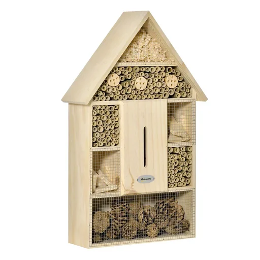 "Insektenhotel Insektenhaus mit 5 Etagen Metallgitter Bienenhotel aus natürlichen Materialien für Käfer Bienen Wespen und image"