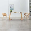 Esszimmerstuhl gebogenes Holz und Kunstleder creme