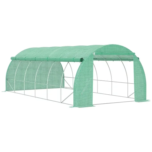 "Foliengewächshaus Polytunnel 6 x 3 x 2 m begehbares Gewächshaus mit aufrollbar Abdeckungen Folientunnel Treibhaus UV-Sch image"