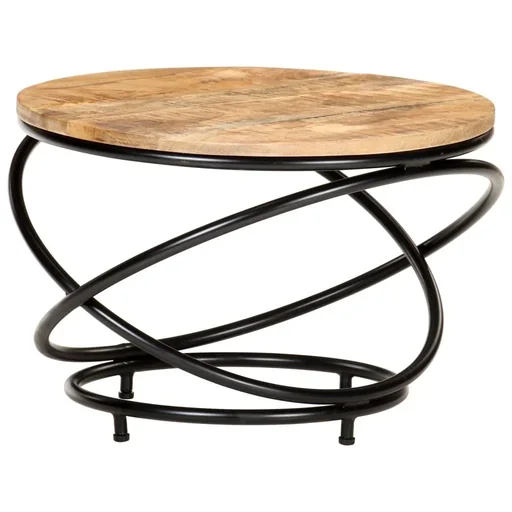 "Couchtisch 60x60x40 cm Mangoholz massiv roh schwarz image"
