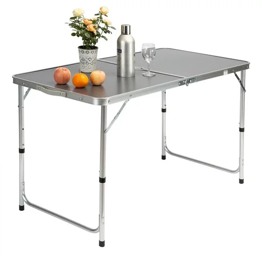 "Campingtisch grau Aluminium - höhenverstellbar - 120x60x70cm klappbar image"