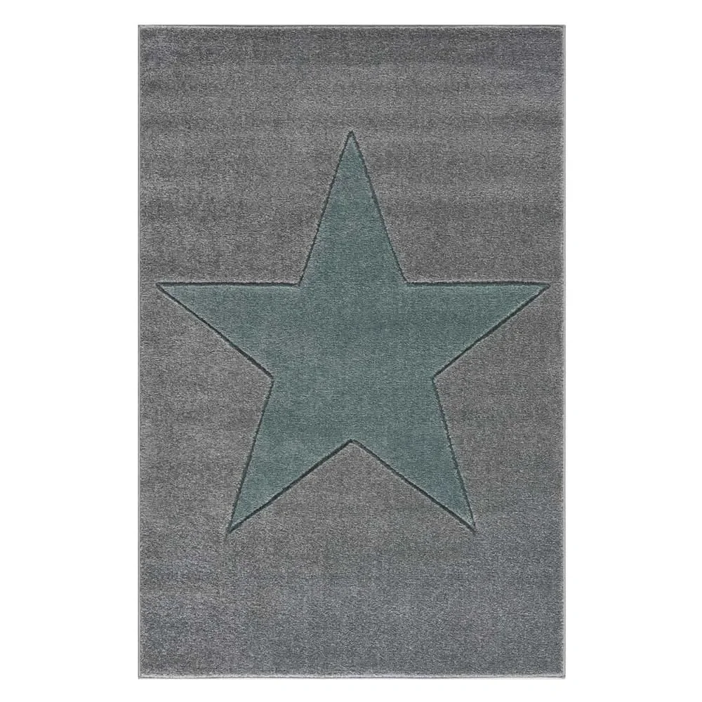 Livone Kinderteppich Stern mint auf grau, Teppichgrösse: 160 x 230 cm