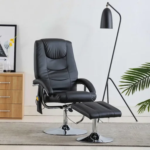 "Massagesitz verstellbar mit Fußhocker Kunstleder schwarz image"
