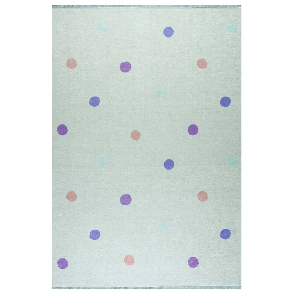 Kinderteppich 140x190 cm waschbar mint Punkte