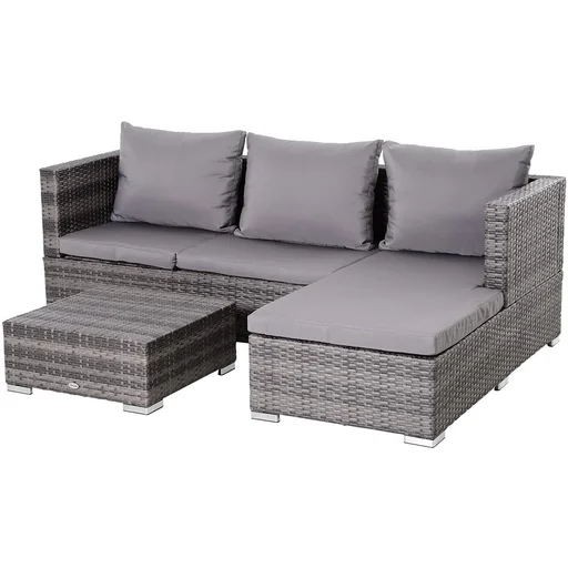 Dreiteiliges Gartenmöbel Set mit Sofa und Beistelltisch
