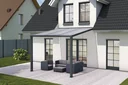 Terrassendach Pro, weiß, 3 x 3 m - Polycarbonat weiß gestreift