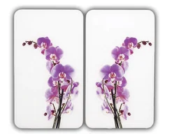3 in 1 Herd-Abdeckplatten, Schneidbretter, Arbeitsplatten, Glas, Orchideen-Desig