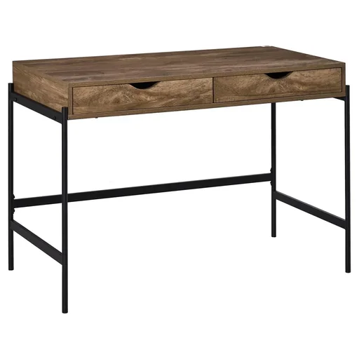 "Computertisch Industriestil Schreibtisch Bürotisch mit Schubladen Home-Office Tisch MDF Metall Braun+Schwarz 110 x 55 x image"