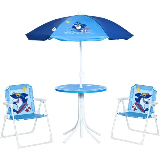 "Gartentischset für 3-6 Jährige, Hai-Design, blau image"