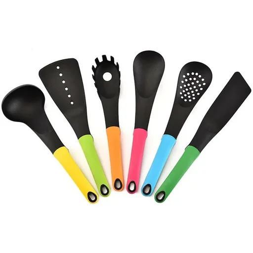 "7-teiliges Küchenzubehör-Set - multicolor - Servierlöffel, Spatel, Spaghetti-Löffel, Schöpfkelle, Spachtel, Schaumlöffel image"