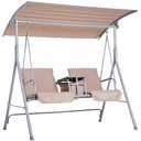 Hollywoodschaukel Gartenschaukel mit Sonnendach 2-Sitzer Beige