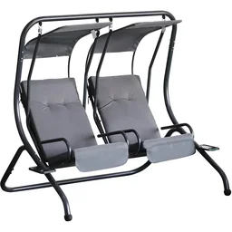 2 Sitzer Hollywoodschaukel Gartenschaukel mit Sonnendach Gartenstuhl Sitz mit Sp