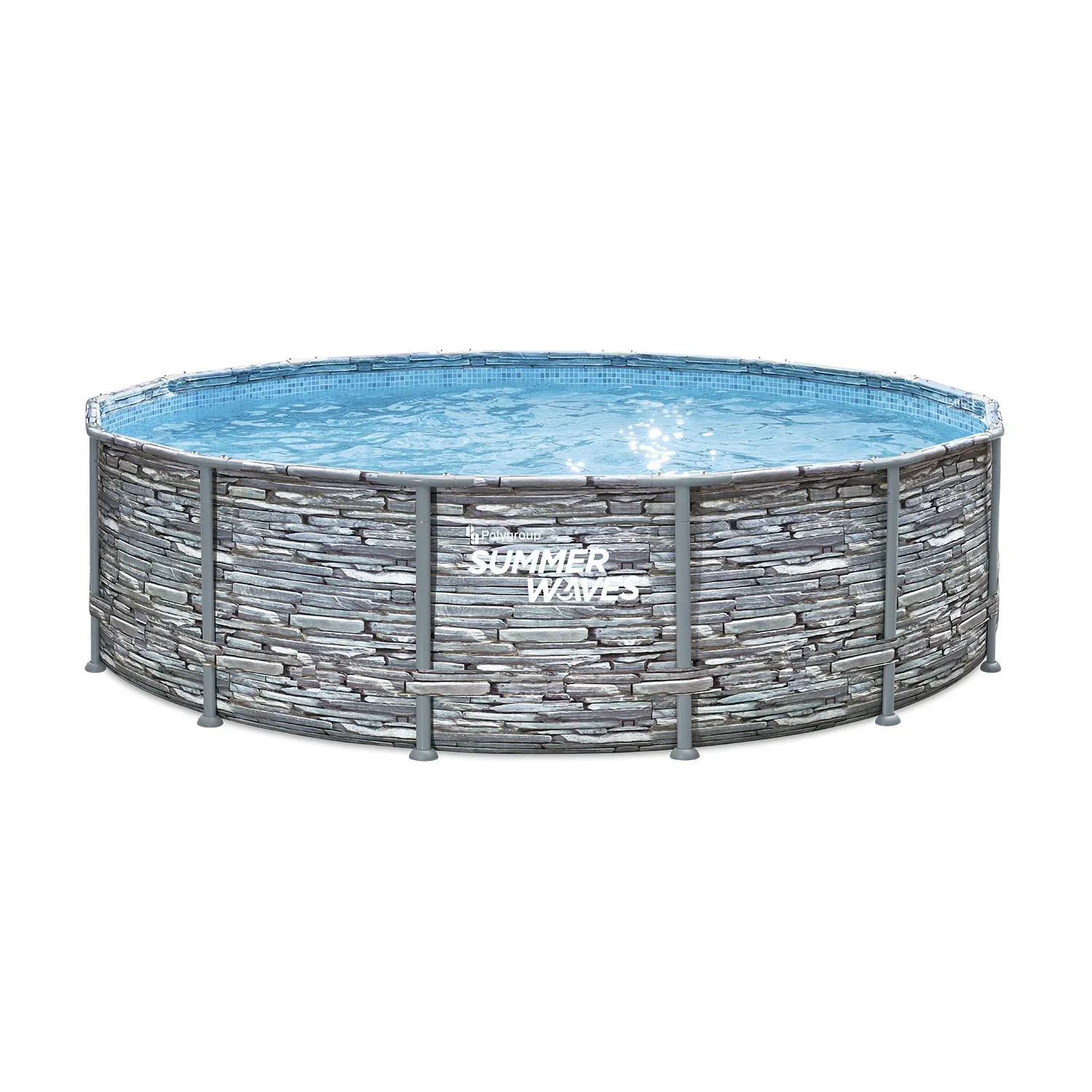 "Summer Waves Elite Frame Pool Ø427 x 107 cm Stein grau image"