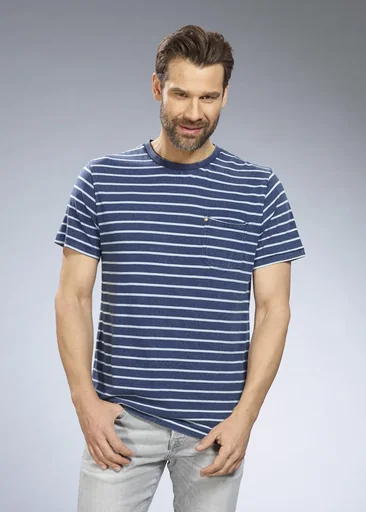 Trendiges T-Shirt im Used Look, blau gestreift