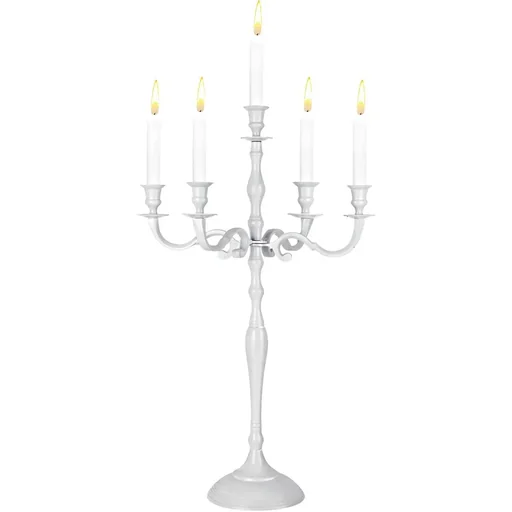 Kerzenleuchter weiß glänzend Aluminium 60cm 5-armig