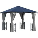 Pavillon, Gartenpavillon, Partyzelt mit Seitenteilen, PC Dach, Alu, Schwarz, 300 x 300 x 263 cm