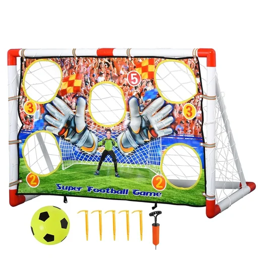 "Fußballtore mit Fußball Torwand für Kinder 3-12 Jahre Fußballnetz Garten Kunststoff mehrfarbig 116 x 48 x 76 cm image"