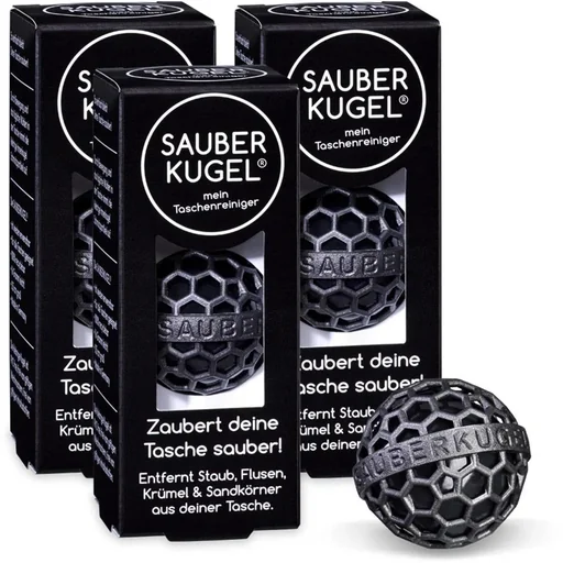 "Sauberkugel - Taschenreiniger - Reinigungskugel - Schwarz - Wiederverwendbar - 3er-Pack image"