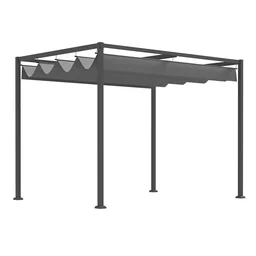 Pergola Pavillon Terrassenüberdachung mit Schiebedach Polyester Grau 298 x 213 x