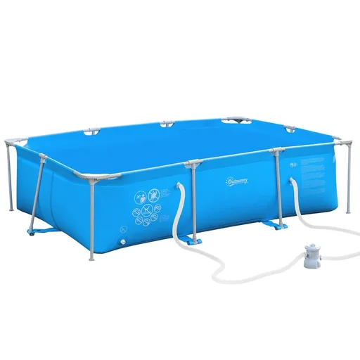 "Rahmenpool mit Draht Swimmingpool Schwimmbad Ablassventil PVC Stahl Blau image"