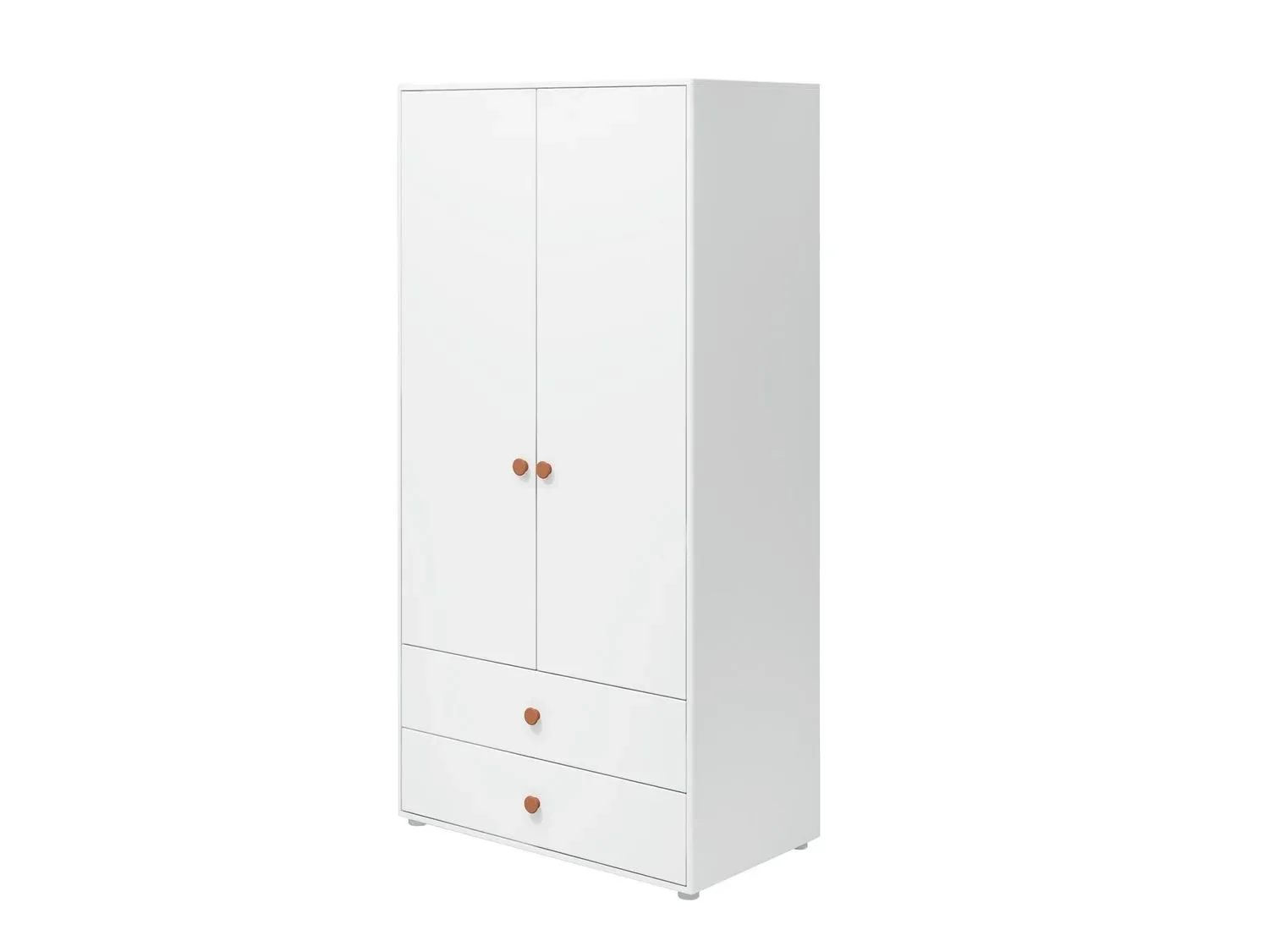 "Flexa Kleiderschrank - Roomie, 2 Türen + 2 Schubladen, Farbe: Weiß/Rouge image"