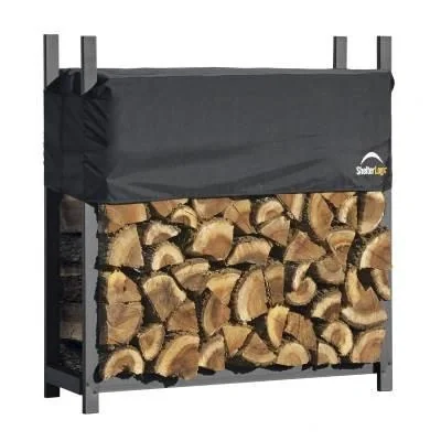 ShelterLogic Kaminholzregal 1.000 kg Schwarz, 119×36 cm – Stahlregal mit verstellbarer Abdeckung, wetterfest