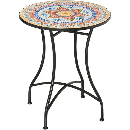 Garten Mosaik Runder Bistrotisch aus Keramik und Metall, Ø60 cm