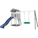 Beach Tower Spielturm mit Summer Nestschaukel - Blaue Rutsche