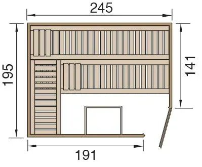 "Massivholzsauna TURKU 3 Glastür image"