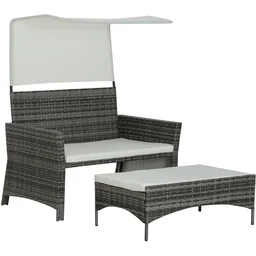 2-tlg, Gartensofa Gartenmöbel Lounge Rattenmöbel Polyrattan + Metall 2er-Sofa 1 