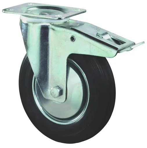 "Lenkrolle mit Vollgummi Reifen u.Feststeller Durchmesser 100 mm image"