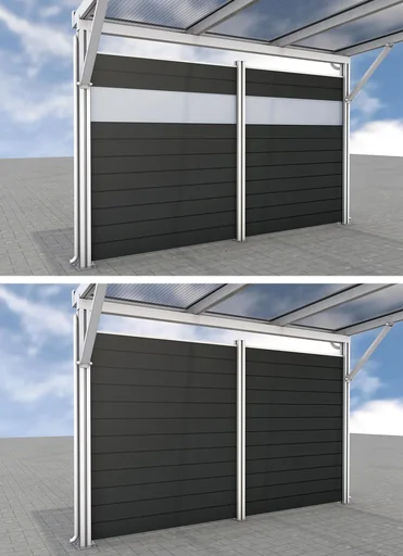 "Seitenwand für Carports, weiß, 2,96 x 1,86 m, WPC Dielen dunkelgrau image"