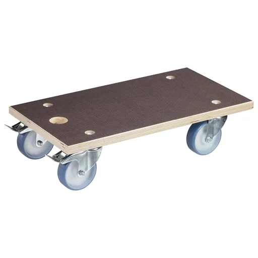 "Transporthilfe MM 1341, 57,5 x 30 x 15 cm, harte Rollen Ø 100 mm, Rollenlager, 2 Bremsen, Platte FSC®, Tragkraft 500 kg image"