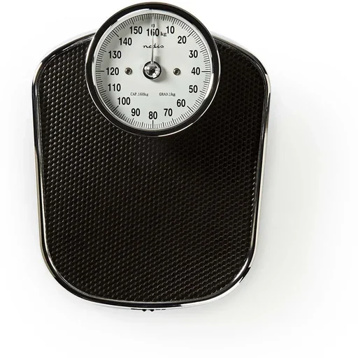 Nedis Personenwaage - Analog - Schwarz - Gummi - Rutschfeste Wägeplattform - Maximale Gewichtskapazität 160 kg