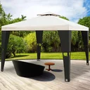 Pavillon Polyrotan schwarz - creme 3 x 3m