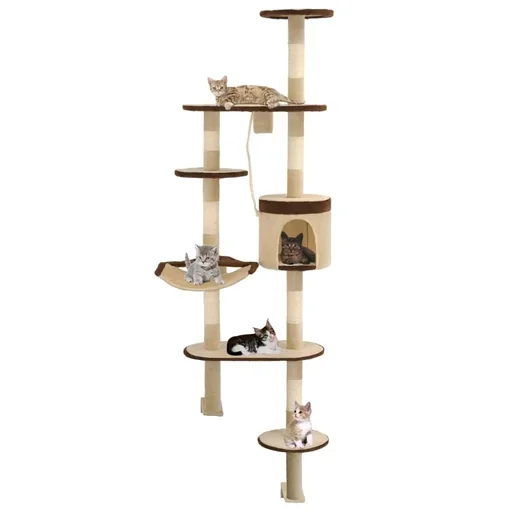 "Katzenkratzbaum Wandmontage 194 cm beige braun image"