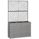 Polyrattan Pflanzgefäß mit Spalier grau