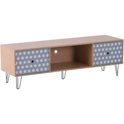 Fernsehtisch Fernsehschrank TV-Board Lowboard Retro-Stil mit Punktmuster Holz 14