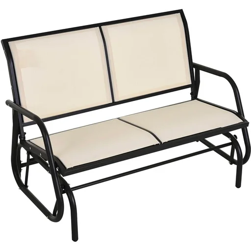 "Schaukelbank 2-Sitzer Gartenbank Gartenschaukel Sitzbank Parkbank Metall Gartenmöbel Beige 120 x 70 x 88 cm image"