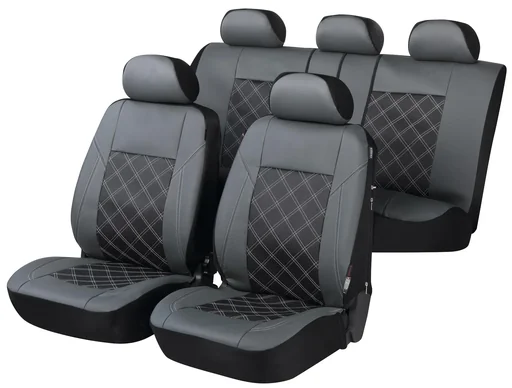 "Auto Sitzbezüge ZIPP IT Deluxe aus Kunstleder Durham anthrazit mit Reissverschluss System image"