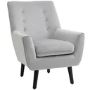 Gepolsterter Sessel Eleganter Retro-Stuhl für Wohnzimmer Schlafzimmer, Polyester, Schaumstoff, Kautschukholz, Grau, 72,5