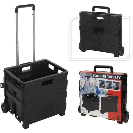 "Boodschappentrolley BASIC met vouwkrat zwart 30L 18kg image"