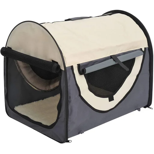 "Hundebox XXL faltbare Hundetransportbox Autokorb dunkelgrau-creme (97x71x76 cm) image"