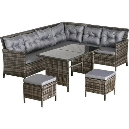 "18 tlg. Sitzgarnitur Sitzgruppe Gartenset Sofagarnitur Gartenmöbel Set Lounge, Polyrattan, Grau image"
