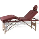 Zusammenklappbare Massageliege mit Holzrahmen (vierteilig / rot)