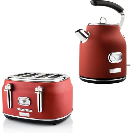 "Retro SET - Toaster 4 Scheiben + Wasserkocher 1.7L - Rot image"