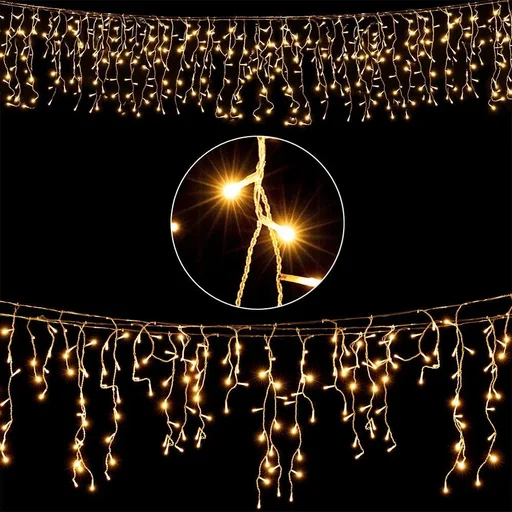 Eiszapfenbeleuchtung 20m mit 600 LEDs warmweiß