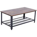 Vintage Beistelltisch Couchtisch Sofatisch mit Ablage Metallgestell gemasert 106 x 60 x 45 cm