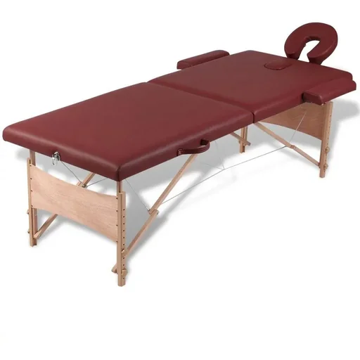 "Klappbare Massageliege 2 Zonen mit Holzrahmen (rot) image"